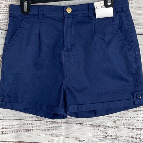 Denim Co. Shorts cargo Girls size 14 uniform Navy Blue Adjustable Length New - Picture 2 of 11